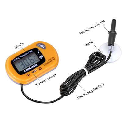 Fish Tank Thermometer LCD Digital Aquarium Temperature Water Meter Aquarium Temp Detector Fish Alarm Pet Supplies Tool Aquatic