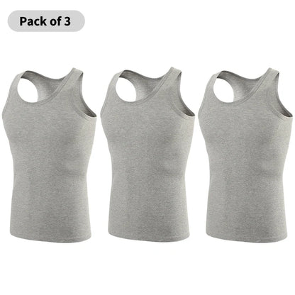1/3 Piece Men's Four Season Solid Color Plus Size Vest Comfortable Pure Cotton Youth Sports And Fitness Top Middle-aged Base T