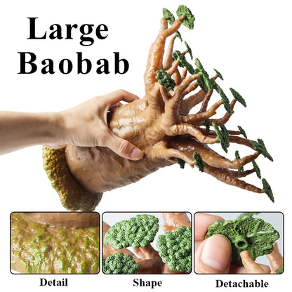 Oenux Simulation Home Decoration Stone Tree Stump Baobab Cacti Farm House Car Fence Accessory Animals Model Education Kids Toys