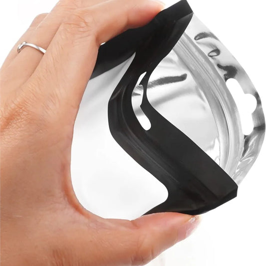 10/50 Pcs Resealable Mylar Bags, Sealable Odor Proof Foil Pouch Bag with Clear Window Jewelry Small Bussiness Packaging Supplies