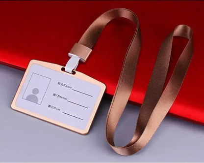 Credit Card Cover Women Aluminum Alloy Work Name Card Holders Case Business Work Card ID Badge Lanyard Holder Metal Bags