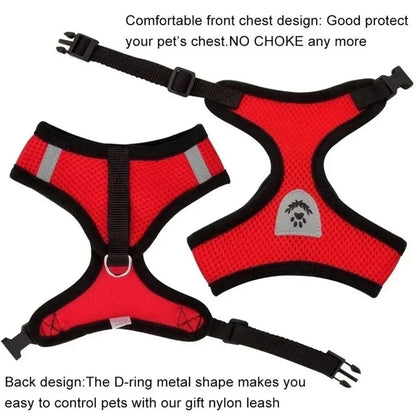Dog Harness Vest Chest Cat Collars Rope Adjustable Breathable Mesh Puppy Harness for Outdoor Walking Small Medium Pet Supplies
