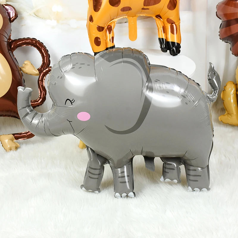 1Pc Cartoon Animals Lion Monkey Elephant Leopard Foil Balloon Jungle Safari Birthday Party Air Globos Decorations Kids Gift Toys