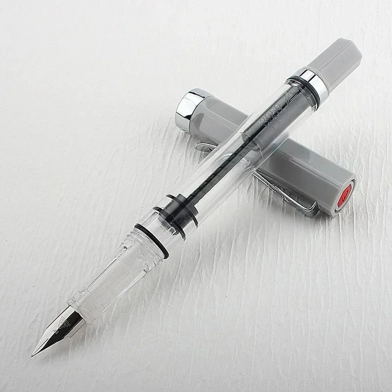 High Quality 3059 Piston Fountain Pen Resin Transparent Ink Pen EF/F Nib 0.38/0.5mm Fountain Pen Business Gif