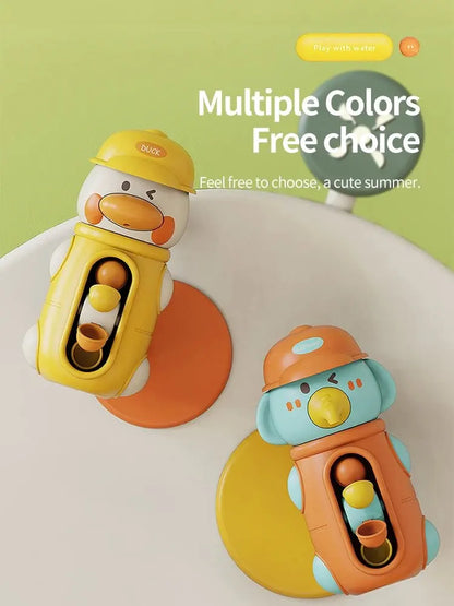 Bath Bathtub Toys for Toddlers 1 2 3 Years Old Duck Rotatable Waterwheel Bathroom Strong Suckers Water Scoop Fun Bath Toys Gifts
