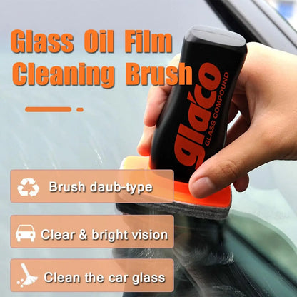 Glass Oil Film Remover for Car, 100ml Roll-On Glass Compound with Cleaning Board, Removes Oil Film & Smudges, Improve Clarity