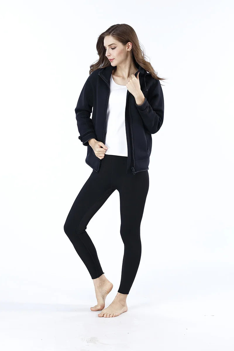 Unisex 2MM Neoprene Long Sleeves Jacket Hooded Cold and Waterproof Warm Top Windbreaker for Men and Women