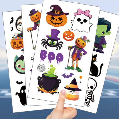 10 Sheets Halloween Pumpkins Tattoo Sticker Temporary Fake Tattoo Arm Hands Body Waterdichte Tatouages Pour Gift Kids Toys