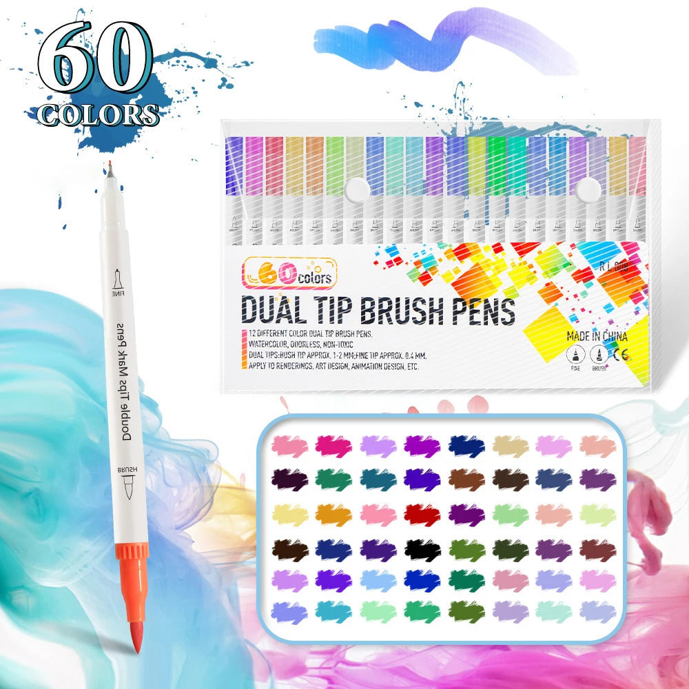 12-72 Colors Art Markers – Waterproof & Quick-Drying | For DIY Painting on Stone, Wood, Paper | Art Stationery & School Supplies