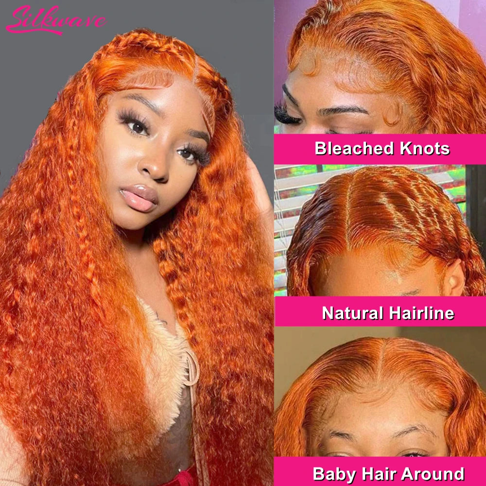 Silkwave Water Wave 13x4 Orange Ginger Lace Front Wig Curly Human Hair Wigs 30 Inch Deep Wave 13x6 HD Lace Frontal Wig For Women