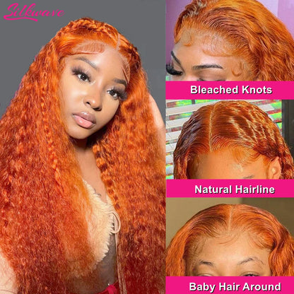 Silkwave Water Wave 13x4 Orange Ginger Lace Front Wig Curly Human Hair Wigs 30 Inch Deep Wave 13x6 HD Lace Frontal Wig For Women
