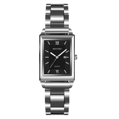 Fashion Mens Business Watches for Men Rectangle Stainless Steel Quartz Wrist Watch Man Casual Leather Watch relogio masculino