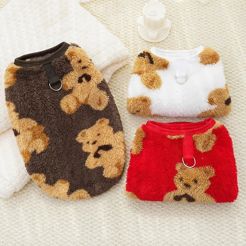 New XS-9XL Winter Puppy Clothes Warm Fleece Dog Sweater Dog Vest Cute Bear Pattern Pet Supplies Vest Pitbull New Year's Gift