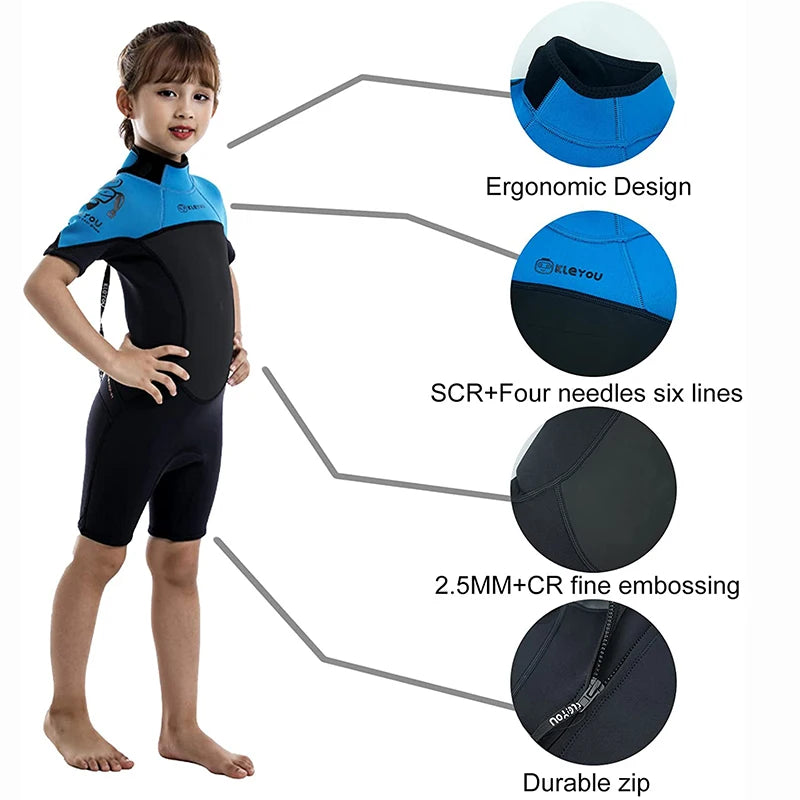 Thermal Shorty Swimsuit Kid Surf Neoprene Wetsuit Children Scuba Diving Suit Freediving Underwater Swimwear Suits Youth Swim Set