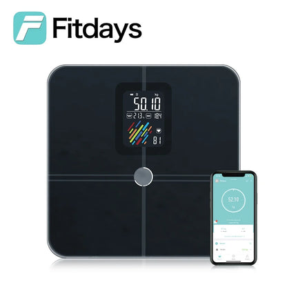 Fitdays 8 Electrode Smart Body Scale Smart Full Body Composition Bioimpedance Scale Digital Body Fat Weight Scale Balance