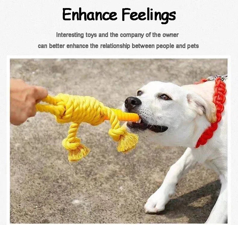 1pc Dog Toy Carrot Knot Rope Ball Cotton Rope Dumbbell Puppy Cleaning Teeth Chew Toy Durable Braided Bite Resistant Pet Supplies