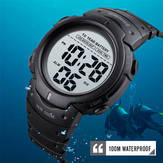 Skmei Led Light Display Chrono Digital Sport Watches Mens 10bar Top Waterproof Wristwatch 10 Year Battery Life Alarm Date Clock