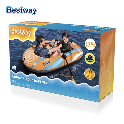 Bestway 61136/61140/61142/61146 1-3 Person Heavy Duty Inflatable Kayak - Long Lasting PVC Rafting Adventure Boat for Thrilling