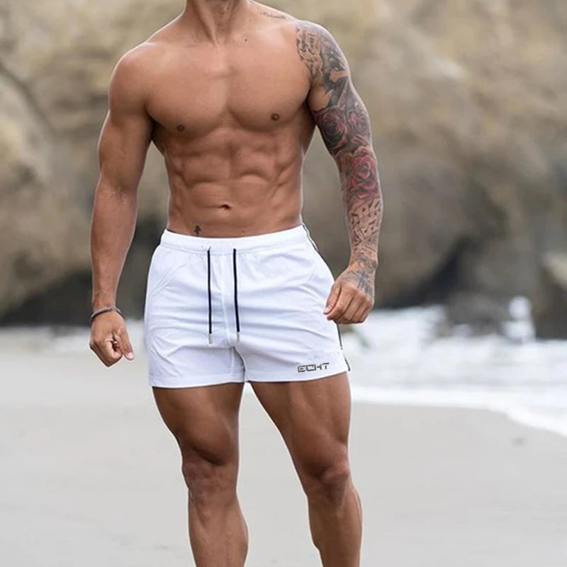 Summer Men's Swimming Solid Color Swimsuit Quick Drying Breathable Color Swimsuit Beach Surf Shorts Beach Drawstring Shorts