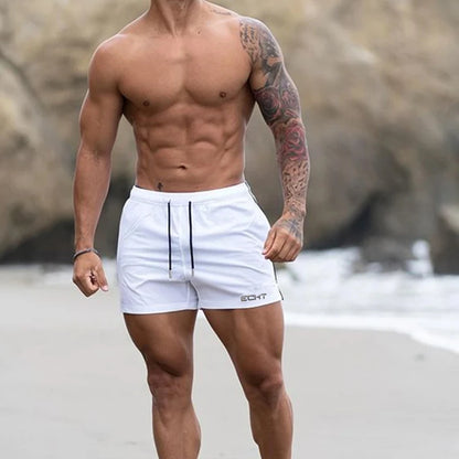 Summer Men's Swimming Solid Color Swimsuit Quick Drying Breathable Color Swimsuit Beach Surf Shorts Beach Drawstring Shorts
