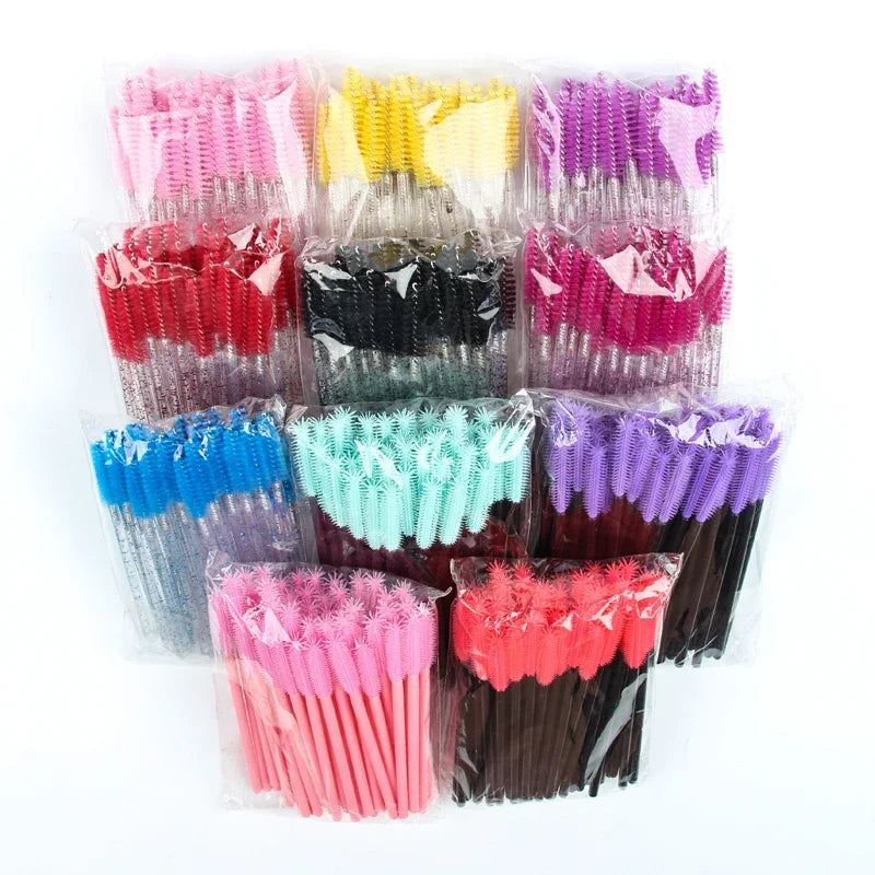 HOT 5/25/50pcs Mascara Wands Applicator Cosmetics Eyelash Brush Comb Crystal Eyelash Brushes Makeup Beauty Wholesale Eye Brush