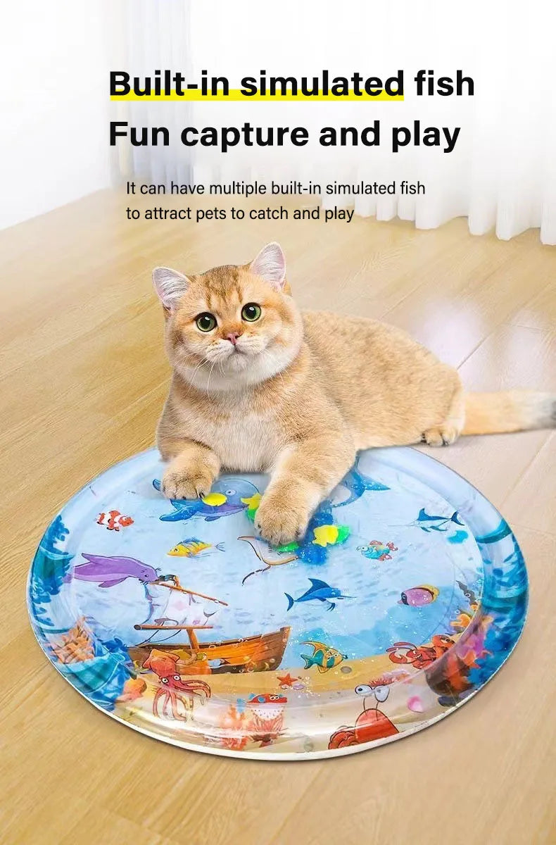 Sea Ocean Water Mat Sensory Water Mat Thickened Inflatable For Cat Pet Supplies Cleaning Cooling Mat Summer Cat Pets Accessories
