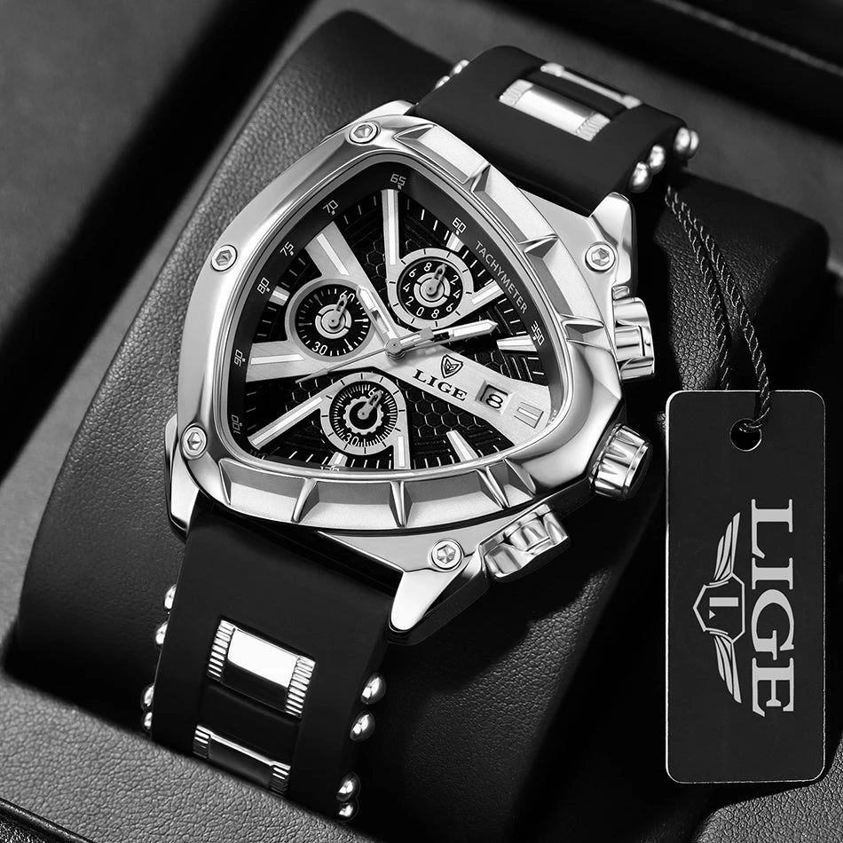 LIGE Original Luxury Men Watch Waterproof Sport Mens Quartz Wrist Watches Business Big Dial Wristwatches Relogio Masculino+BOX