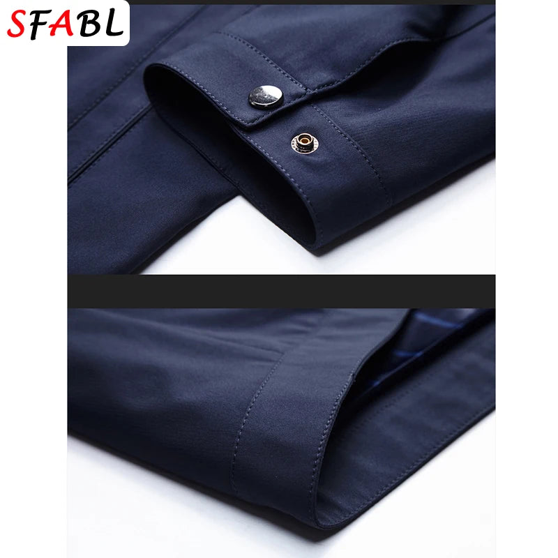 Solid Quality Men's Jacket Business Casual Luxury Blazer for Men Zipper Jacket Office Dress Coat Spring Autumn New Outerwear 3XL