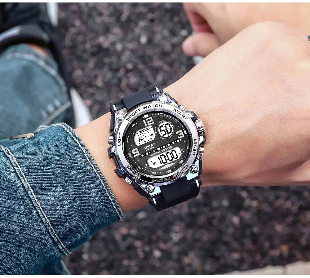 MAYZHISU Sports Electronic Watch for Man Student Teens Outdoor Waterproof Men's Sports Watches LED Digital Clock