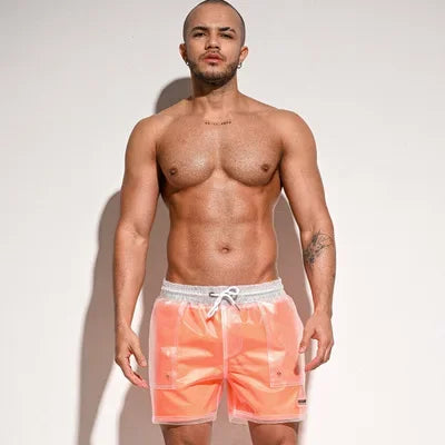 DESMIIT Waterproof Boardshorts Mens Beach Board Swim Shorts Men Swimming Trunks Transparent Surfing Short Bath Suit Sport Wear