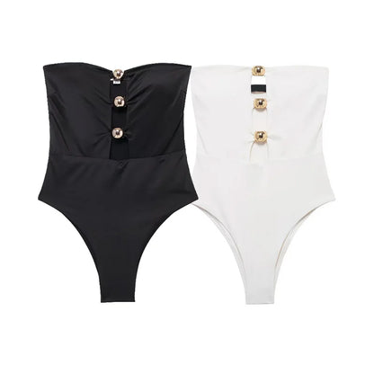 HXAO Bikini Swimwear Women's Strapless Corset Top Swimsuit 2024 Summer Ladies Fashion Sexy Beach White Black Bodysuit Bikini