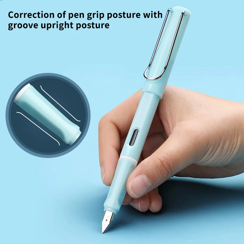 6pcs Calligraphy Pens With Replaceable Ink Bags 0.38mm Fine Dots to Improve Writing and Posture Practice