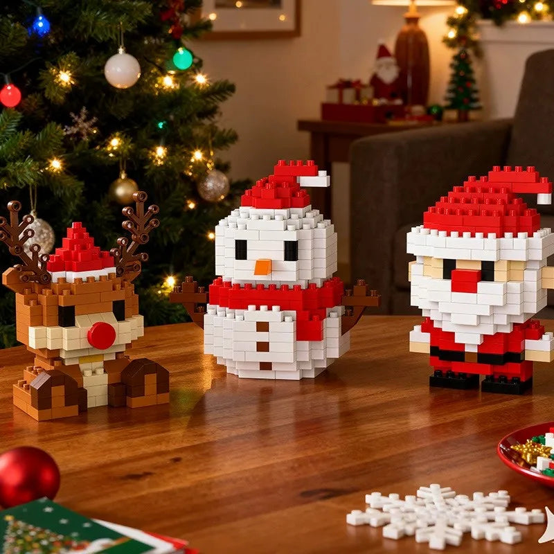 Christmas Gifts Building Block Series Santa Claus Reindeer Puzzle Assembly Bricks Table Decoration Toys for Child Chrismas Gift