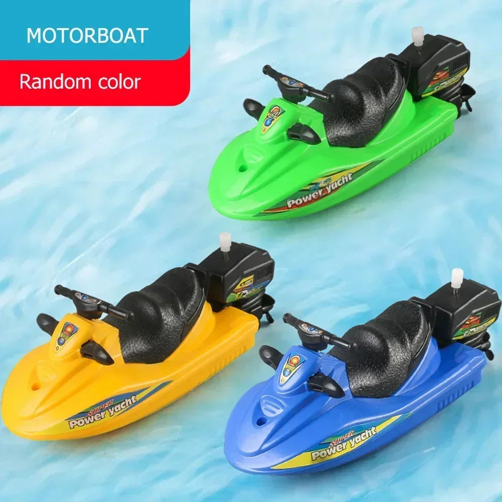 Wind Up Clockwork Float In Water Speed Boat Ship Children Bath Toys Random Color Kids Pool Swimming Bathtub Bath Toys