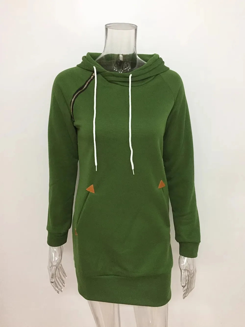 2024 woman Women's Clothing Dresses hot selling new hooded zipper pullover mid length hoodie dress in 5 colors and size 6 Dress