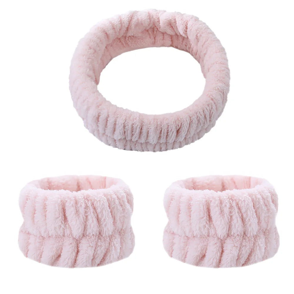 Face Wash Wristband Set Women's Headband Wristbands Absorbent Waterproof Wristbands Makeup Face Wash Hair Bands