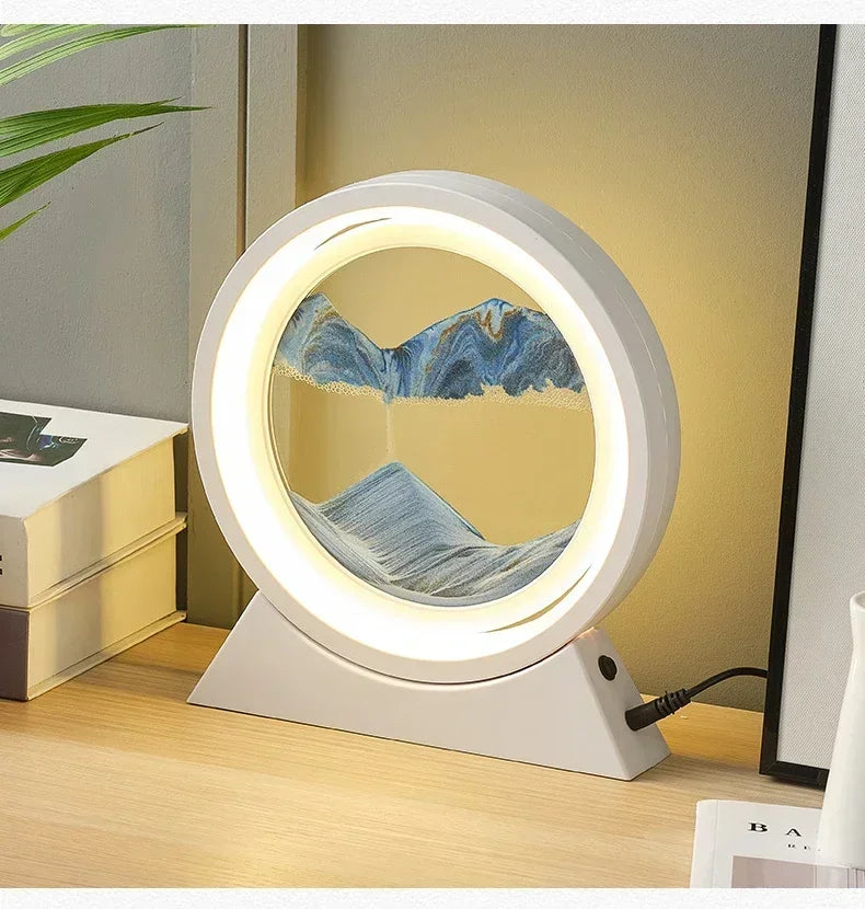 Sandscape Kinetic Sand Art Picture Quicksand Table Lamp Dynamic Liquid Hourglass Moving Sand Painting Flowing Sand Home Decor