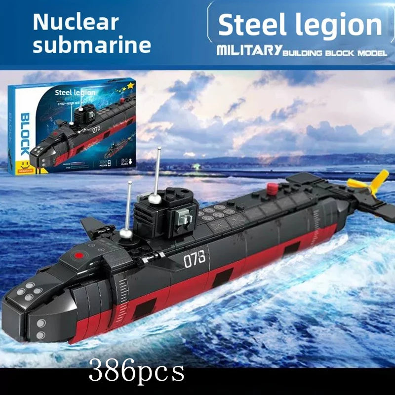 Ww2 Military Ship Army Ocean Cruiser Warship Nuclear Submarine Building Blocks Aircraft Bricks City Toys for Kid Christmas Gift