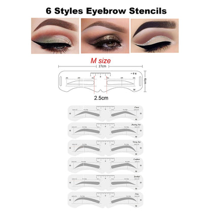 Reusable Eyebrow Shaper DIY 6PCS Set Soft Ruler Brow Definer Eyebrow Stamp Card Soft Ruler Stencil Shaping Makeup Tool