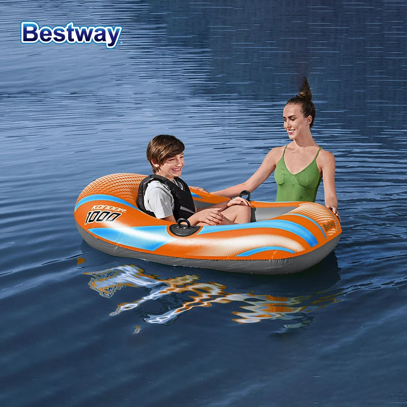 Bestway 61136/61140/61142/61146 1-3 Person Heavy Duty Inflatable Kayak - Long Lasting PVC Rafting Adventure Boat for Thrilling