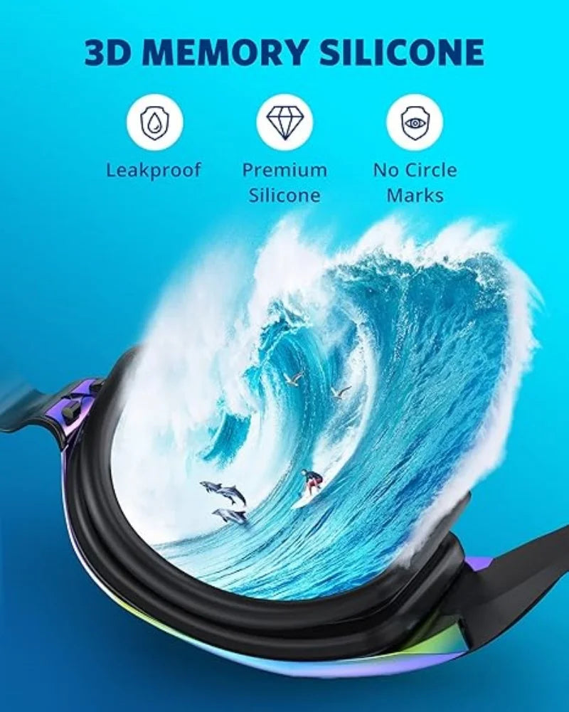 Swimming Goggles Professional Waterproof Swim Eyewear Glasses Anti-fog 100% UV Protection No Leaking For Adult Men Women Youth