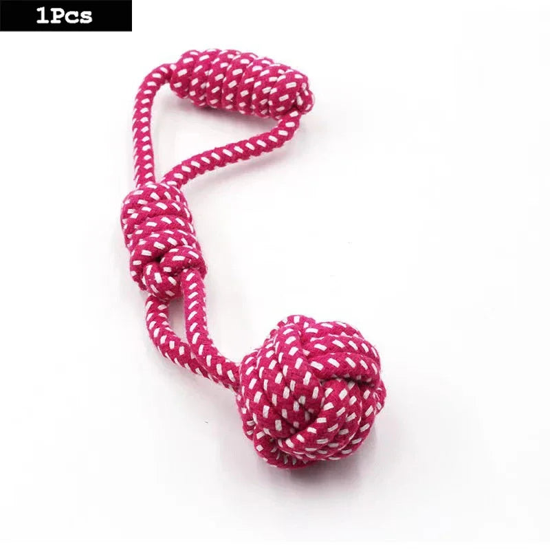 1pc Dog Toy Carrot Knot Rope Ball Cotton Rope Dumbbell Puppy Cleaning Teeth Chew Toy Durable Braided Bite Resistant Pet Supplies
