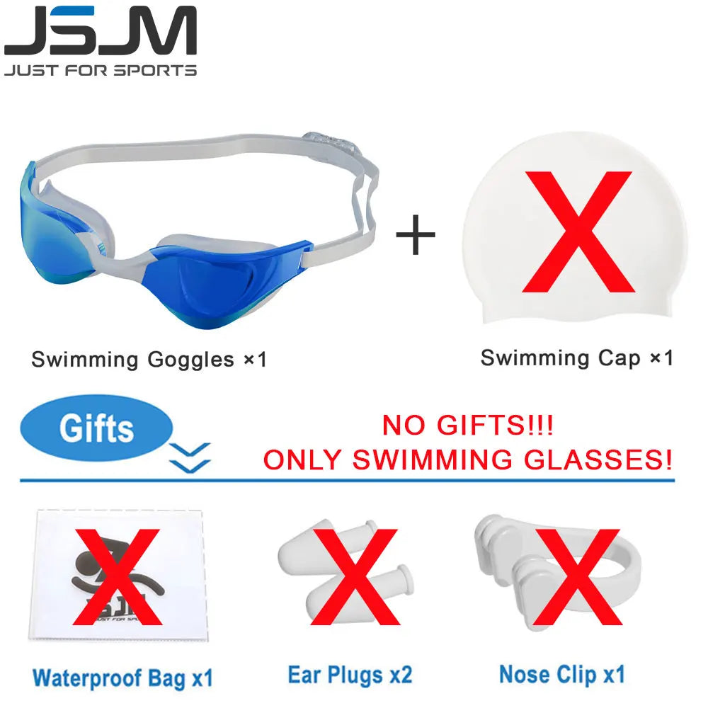 JSJM New Professional Swimming Goggles for Adults HD Anti-Fog Waterproof Silicone Swim Cap + Swim Glasses for Men & Women Gifts