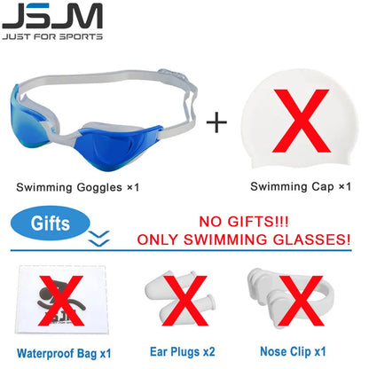 JSJM New Professional Swimming Goggles for Adults HD Anti-Fog Waterproof Silicone Swim Cap + Swim Glasses for Men & Women Gifts
