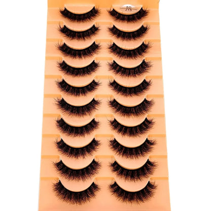 New 7/10 Pairs Faux Mink Eyelashes Handmade False Eyelashes Natural Nude Makeup Simulation Cross Messy Eye 3D Curly Eyelashes
