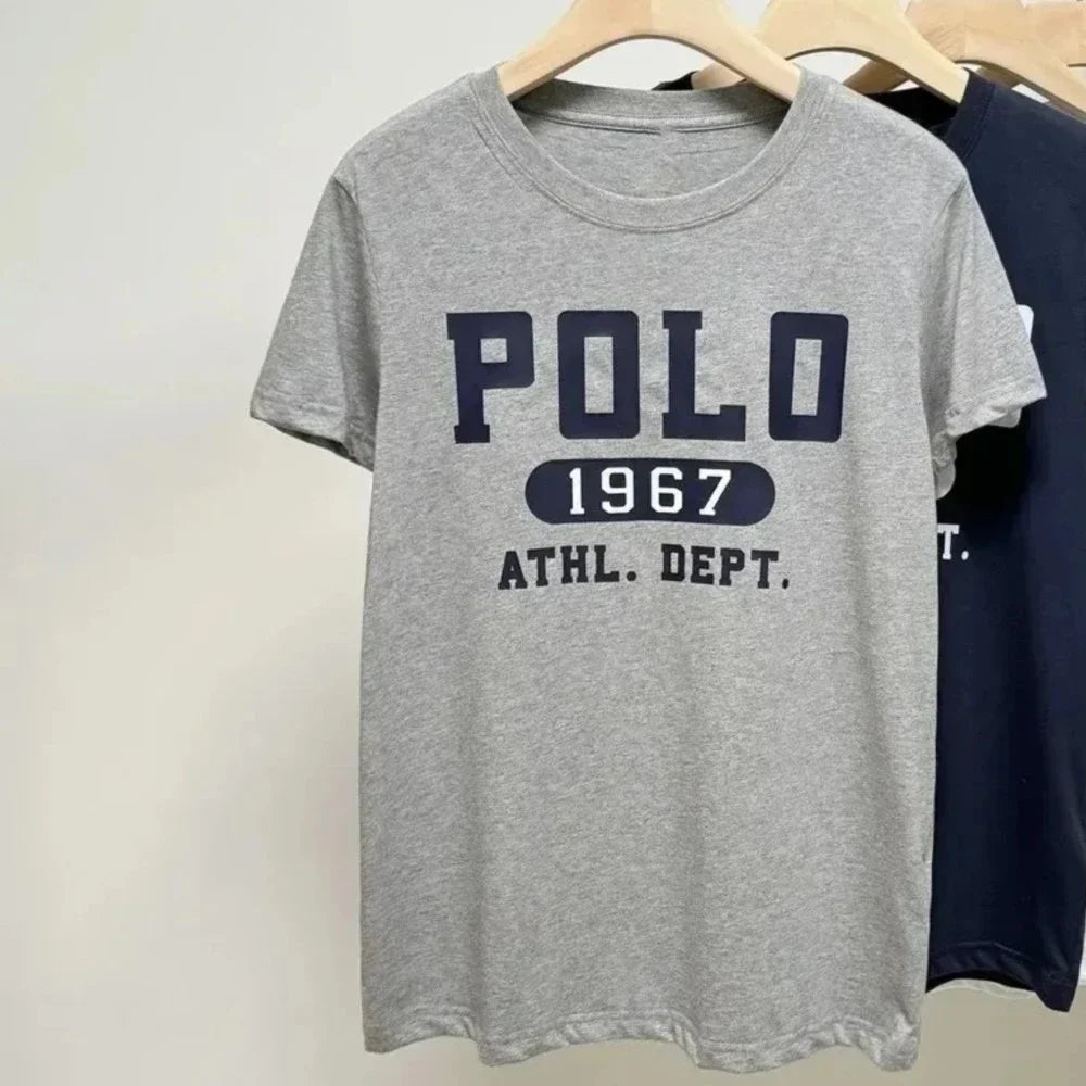 RLauren T-shirt New Polo1967 Logo Korean Popular Clothes Short Sleeve Woman Clothing Tops Women's Tops for Summer