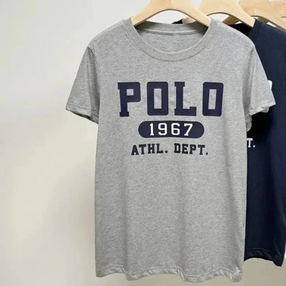 RLauren T-shirt New Polo1967 Logo Korean Popular Clothes Short Sleeve Woman Clothing Tops Women's Tops for Summer