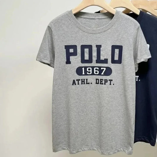 RLauren T-shirt New Polo1967 Logo Korean Popular Clothes Short Sleeve Woman Clothing Tops Women's Tops for Summer