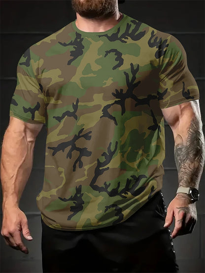 Creative Geometric Pattern Printed Men's T-shirt Summer Outdoor Sports Fitness Short Sleeves Comfortable And Breathable T-shirt