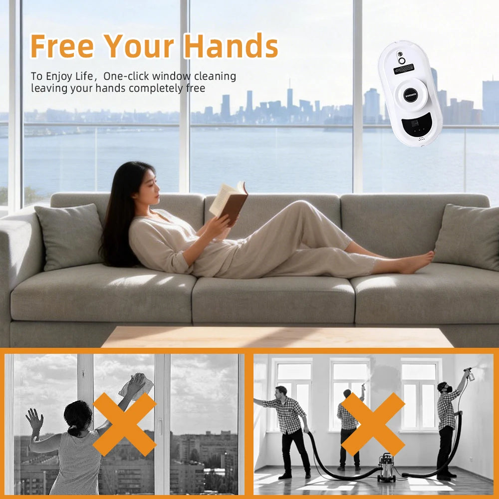 DIVEDEER White/Black Home Automatic No Spray or Water spray Window Cleaning Robot Intelligent Wipe  High-rise Large Area Window